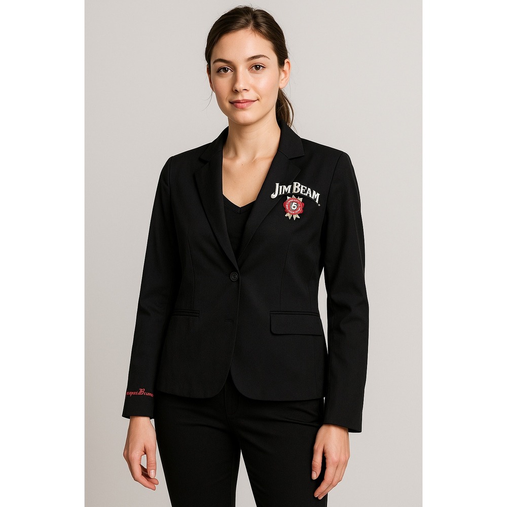 Jim Beam Black Blazer Jacket Embroidered Logo Script Size L‎